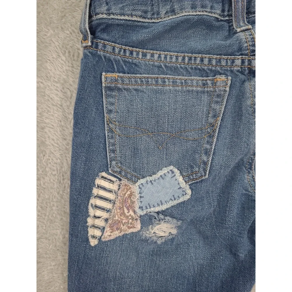 Polo Ralph Lauren Girls The Astor Slim Boyfriend Patchwork Denim Jeans - Size 7‎
